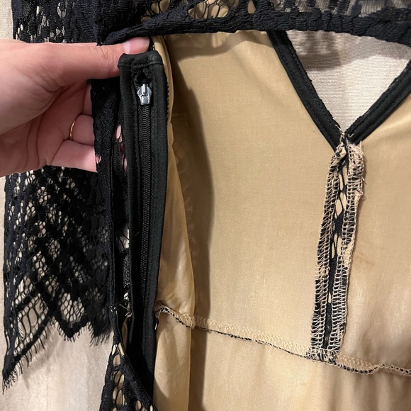 🤍 NWOT Romantic Lace Open Back Black Midi Dress Small - Picture 3 of 6